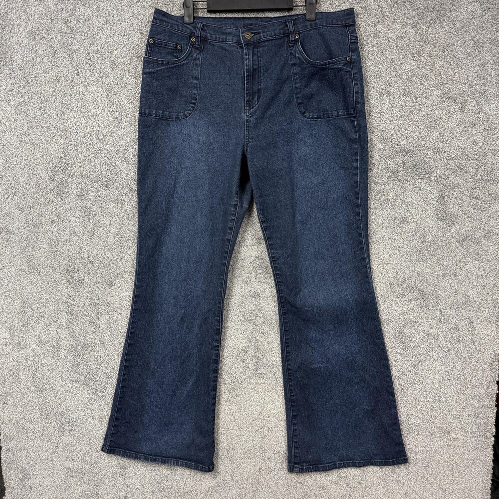 DG2 Diane Gilman Jeans Womens 12 34x30.5 Blue Stretch Denim Bootcut Dark Wash